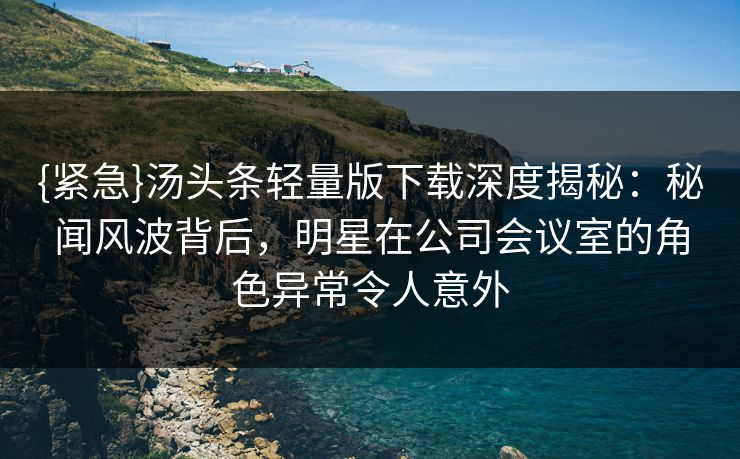 {紧急}汤头条轻量版下载深度揭秘：秘闻风波背后，明星在公司会议室的角色异常令人意外