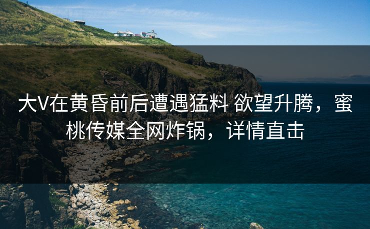 大V在黄昏前后遭遇猛料 欲望升腾，蜜桃传媒全网炸锅，详情直击