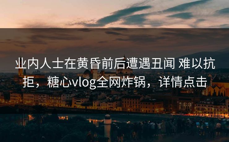 业内人士在黄昏前后遭遇丑闻 难以抗拒，糖心vlog全网炸锅，详情点击